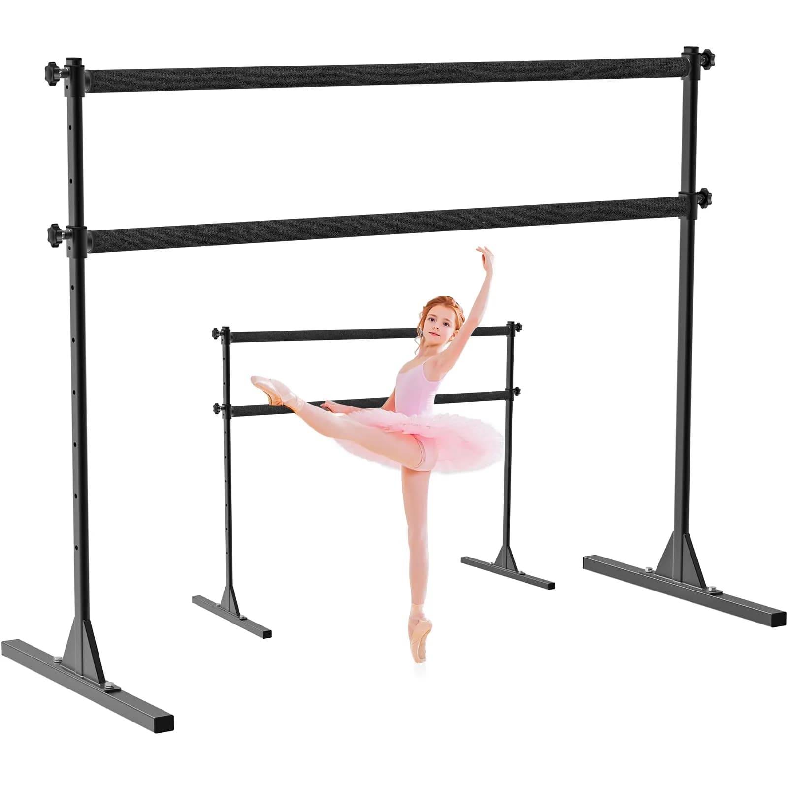 SELEWARE Height Adjustable Ballet Barre 5 FT Steel Freestanding Ballet Bar | Heavy Duty Dance Bar for Studio & Home Use — 5 FT