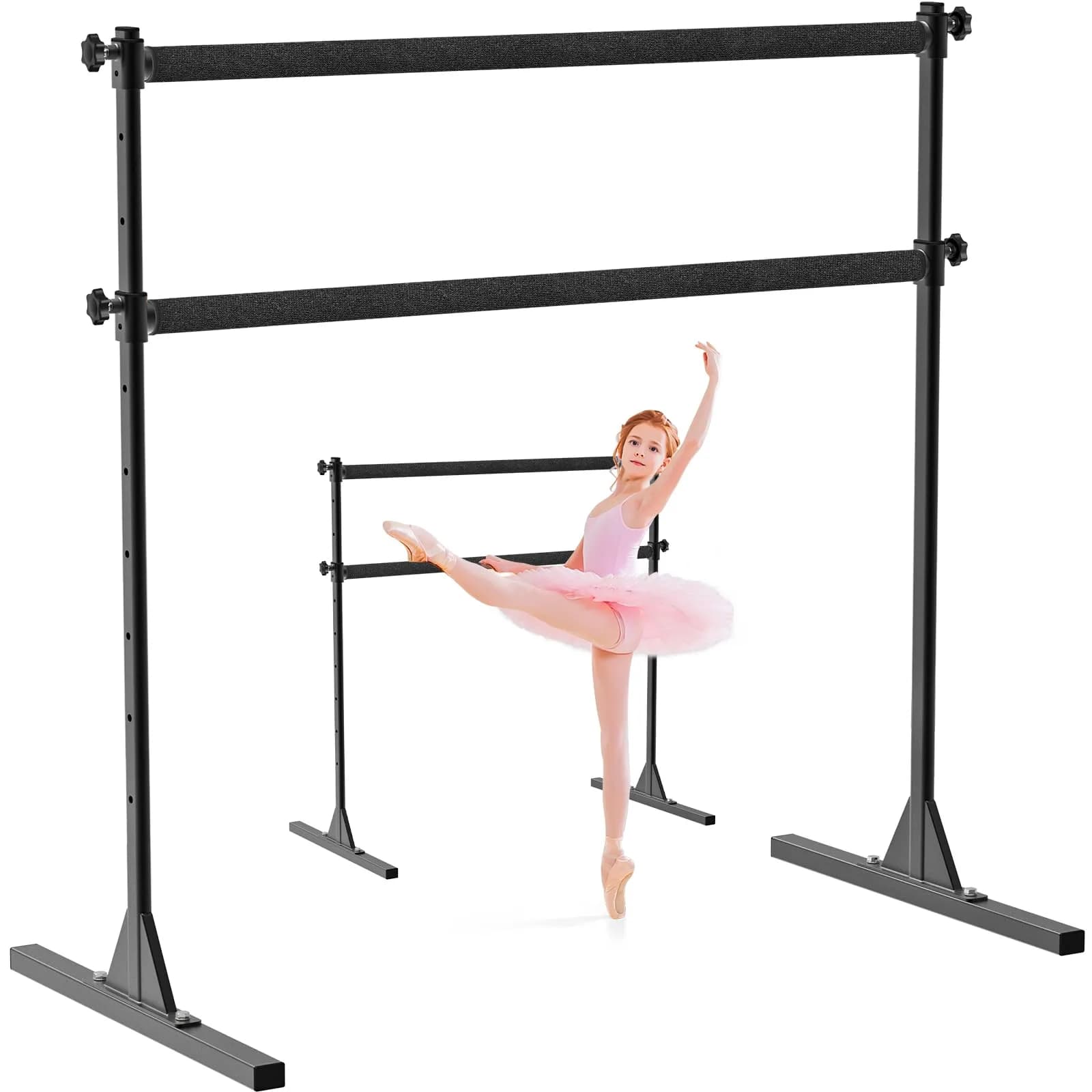 SELEWARE Height Adjustable Ballet Barre 5 FT Steel Freestanding Ballet Bar | Heavy Duty Dance Bar for Studio & Home Use — 4 FT