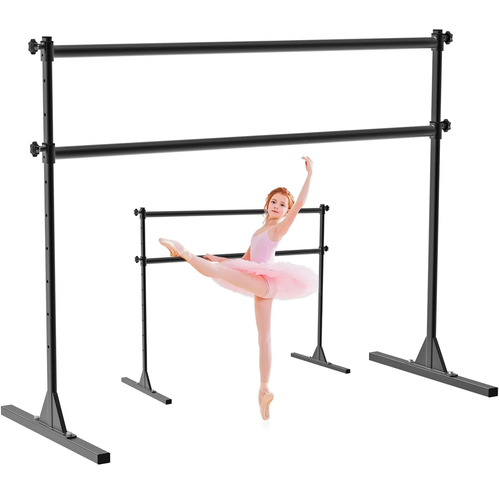 SELEWARE Height Adjustable Ballet Barre 5 FT Steel Freestanding Ballet Bar | Heavy Duty Dance Bar for Studio & Home Use