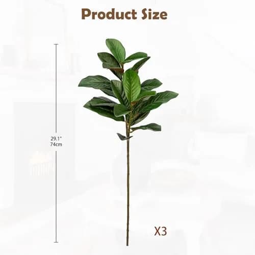 Briful Artificial Magnolia Leaves Stems 3PCS 74cm | Lifelike Greenery for Elegant Decor thumbnail 2
