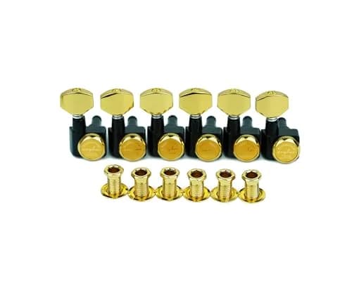 Guyker 6 In-line Guitar Locking Tuners GK434 Gold Black | Precision 1:18 Gear Ratio thumbnail 1