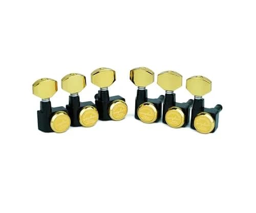 Guyker 6 In-line Guitar Locking Tuners GK434 Gold Black | Precision 1:18 Gear Ratio thumbnail 2