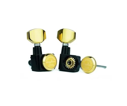 Guyker 6 In-line Guitar Locking Tuners GK434 Gold Black | Precision 1:18 Gear Ratio thumbnail 3