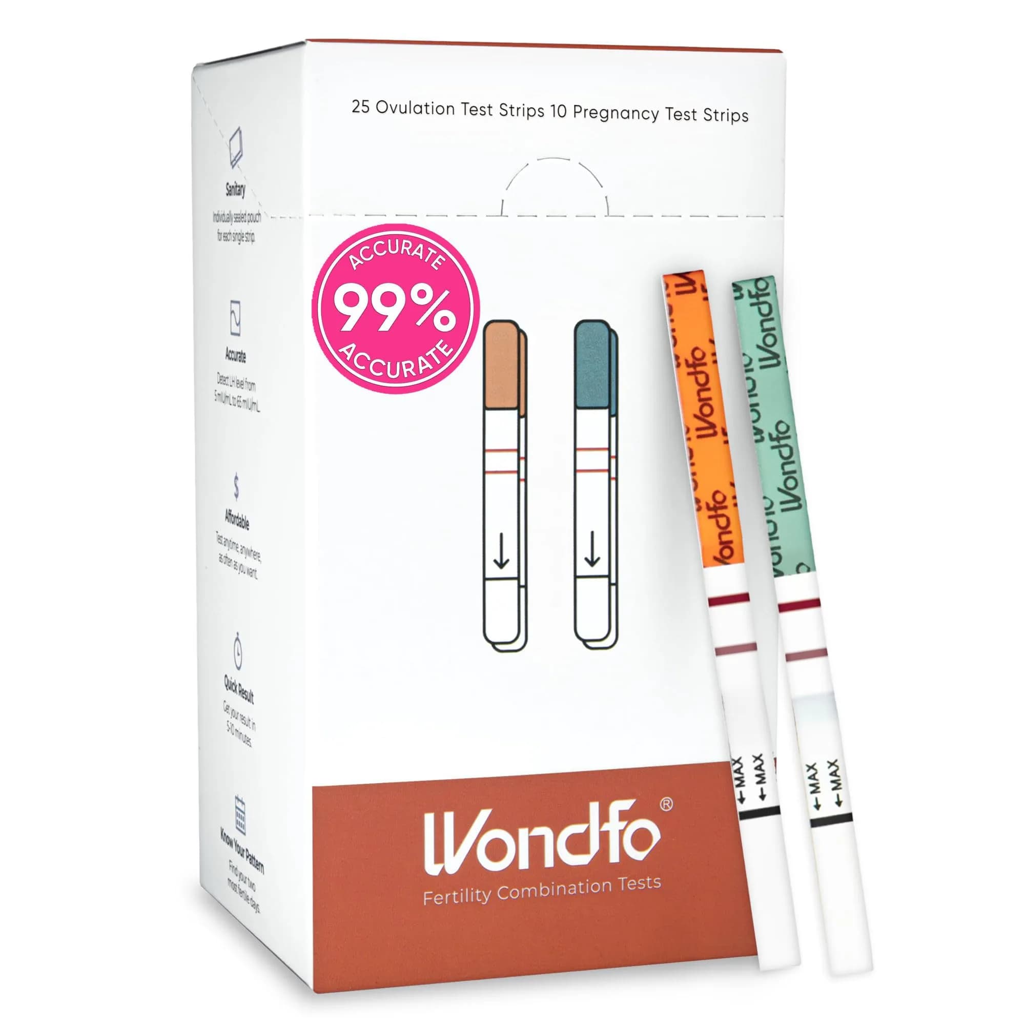 Wondfo Ovulation Pregnancy Test Bundle, 25 LH, 10 HCG Strips | Reliable Fertility Monitoring