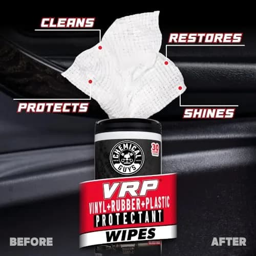 Chemical Guys VRP Vinyl Rubber Plastic Shine Wipes, 30 Count | Deep Restoration & Protection thumbnail 2