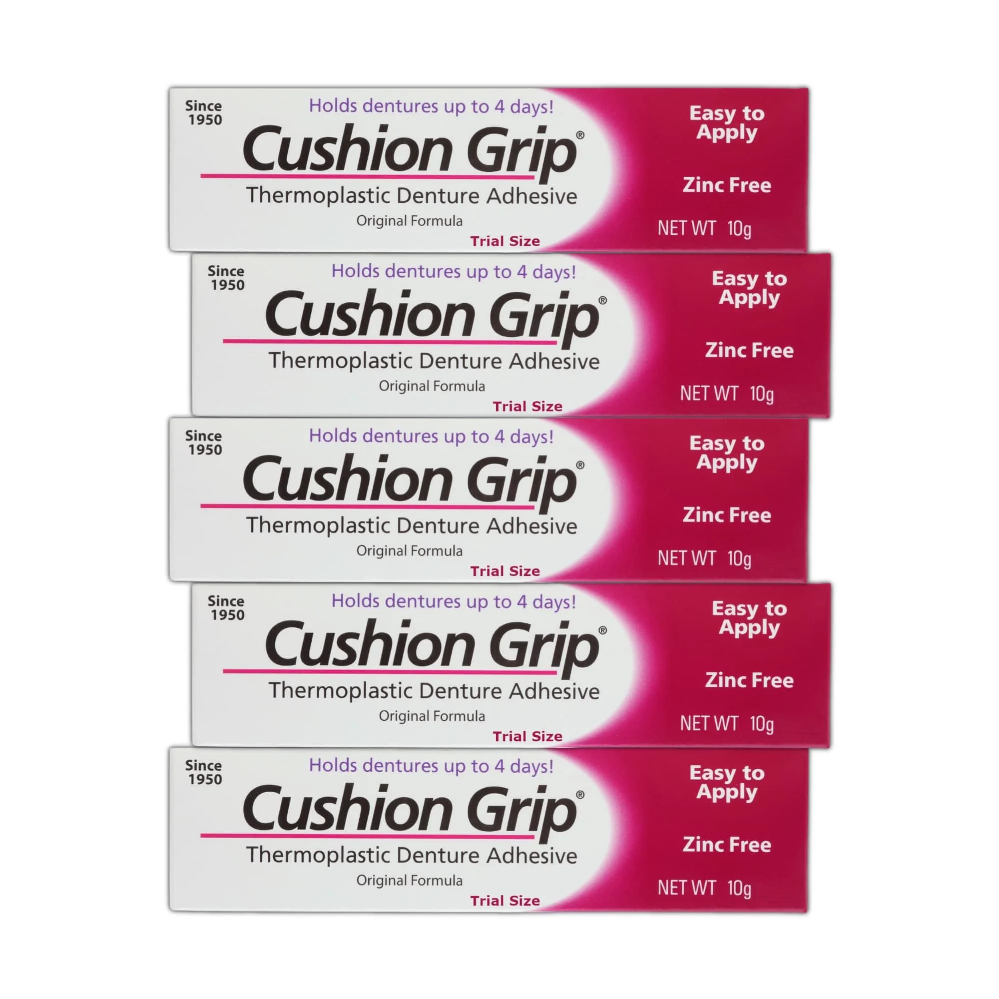 Cushion Grip Thermoplastic Denture Adhesive 10g (0.35 oz) | Holds Dentures Securely for Up to 4 Days — Travel Size