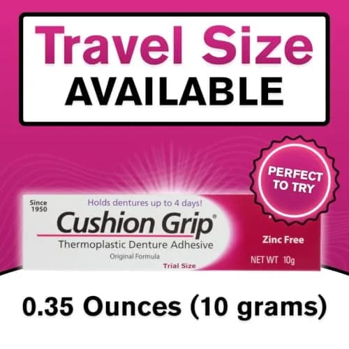 Cushion Grip Thermoplastic Denture Adhesive, 10.35ml (0.35 Fl Oz) Travel Size Pack of 5 | Refits Loose Dentures On The Go thumbnail 2