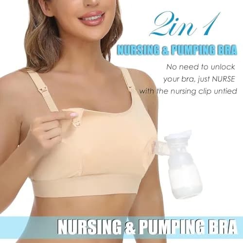 ENSDOAR Hands-Free Pumping Bra Small Beige | Soft Cotton Blend for Nursing & Pumping thumbnail 7