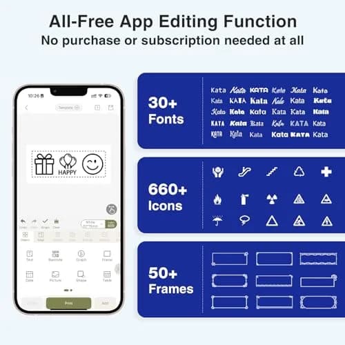 SUPVAN E11 Bluetooth Label Maker Machine with 4 Tapes & Keyboard | 14.7cm (5.8") Black thumbnail 5