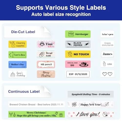 SUPVAN E11 Bluetooth Label Maker Machine with 4 Tapes & Keyboard | 14.7cm (5.8") Black thumbnail 6