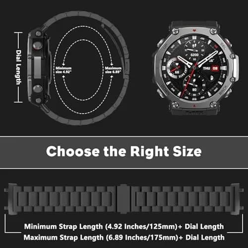 CeiLarv Stainless Steel Watch Band for Amazfit T-Rex 3, 22mm (Black) | Polished Metal Strap with Quick Release thumbnail 4