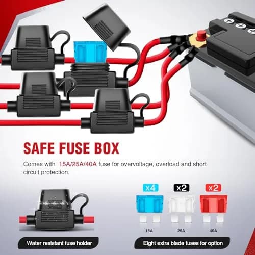 Nilight 4 Gang Rocker Switch Panel Wiring Harness Kit 12V | 16AWG 14AWG 12AWG Power Relay Blade Fuse 5Pin 4 Gang Toggle Switches for Cars Boat ATV Trucks-8 Leads thumbnail 9