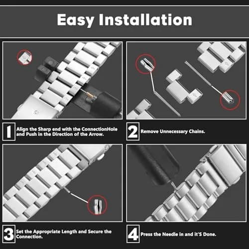 CeiLarv Metal Watch Band for Amazfit T-Rex 3 | Stainless Steel, Adjustable, Silver thumbnail 5