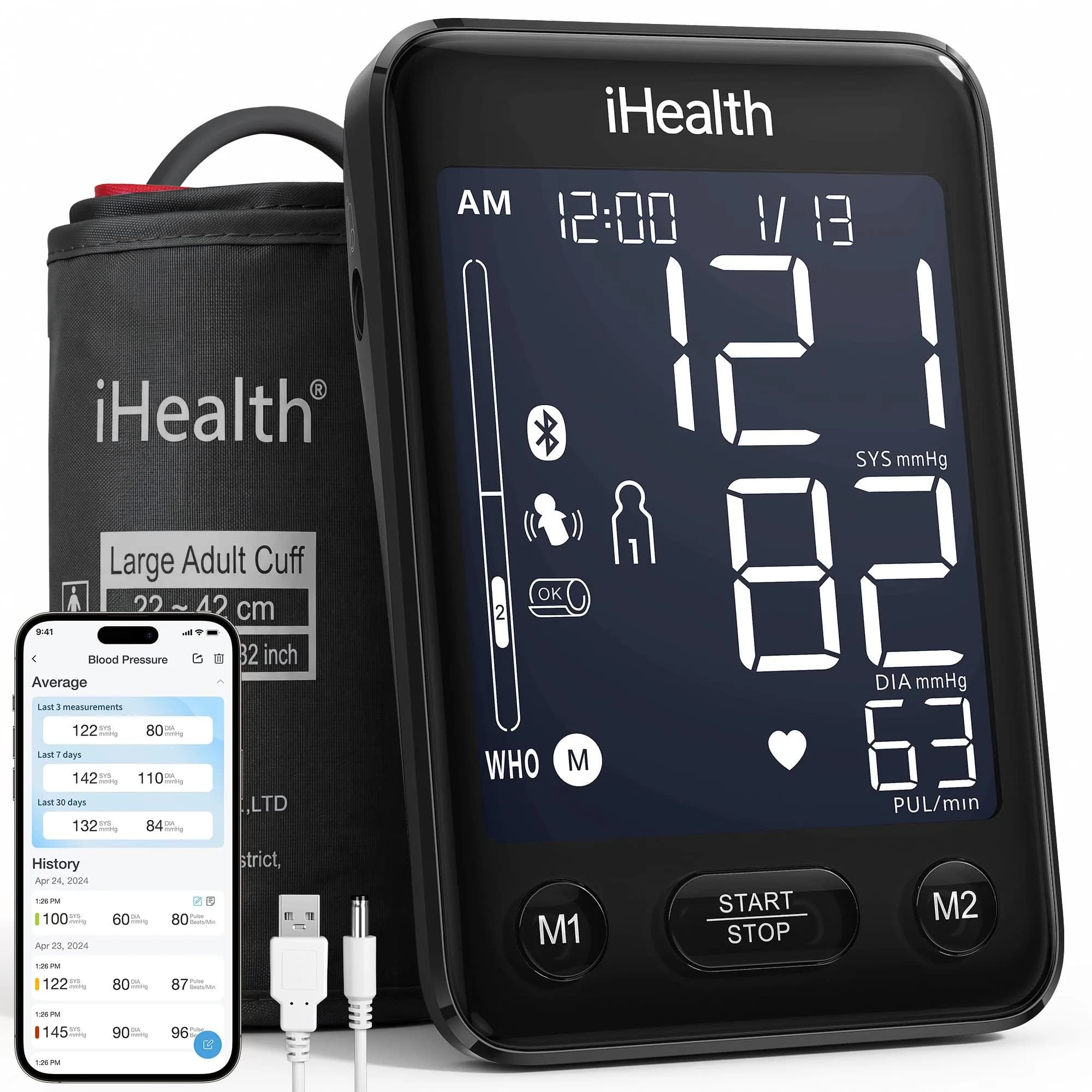 iHealth Accu Bluetooth Upper Arm Blood Pressure Monitor with Large Cuff | Clinically Accurate Home BP Machine - main product image