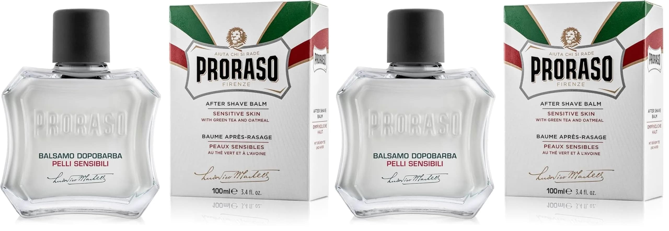 Proraso After Shave Balm - Oatmeal & Green Tea | Sensitive Skin Relief, Italian Quality, 100ml — 3.4 Fl Oz