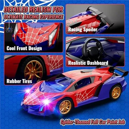 ZIROKAY Spider Remote Control Car with Multi-Color Flash Lights & Drift Action, 25.5cm (10.04 in) | Ages 3-12 thumbnail 4