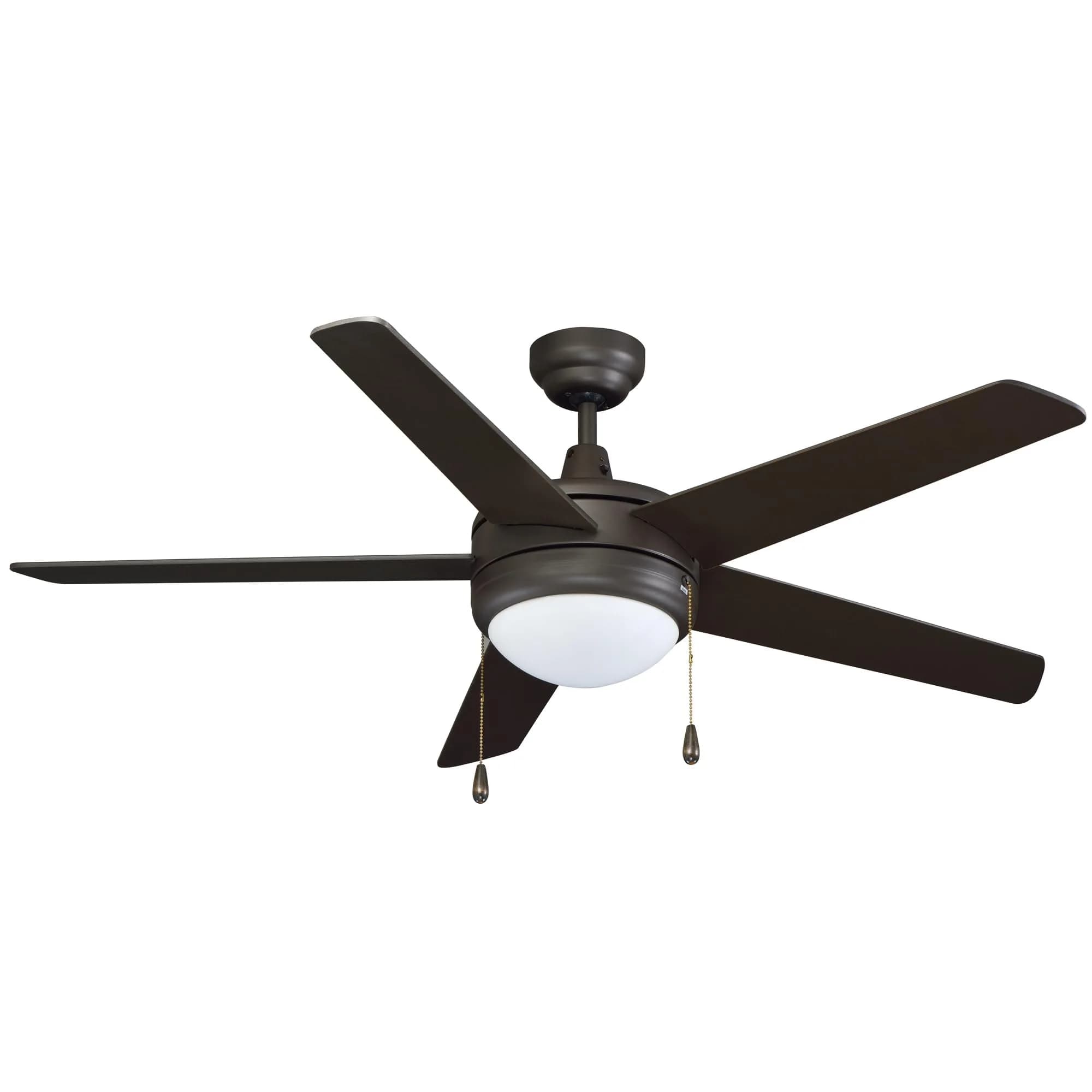 RP Lighting Eupora IV 52-Inch5 Blade Indoor Ceiling Fan Walnut | Reversible AC Motor, LED Light Kit — Oil-Rubbed Bronze