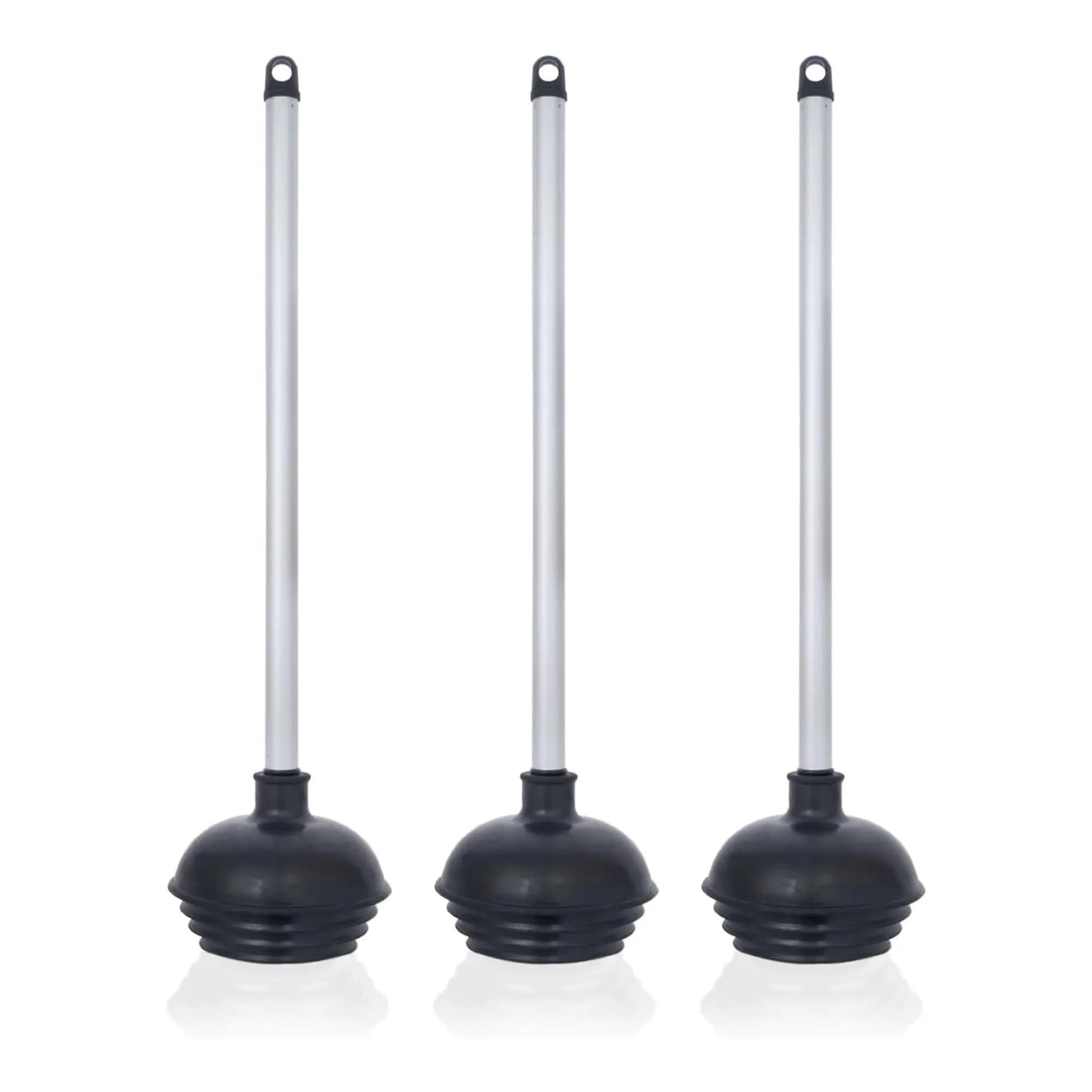 NEIKO Toilet Plungers 3 Pack Heavy Duty All-Angle Aluminum Handle | Patented Design for Tough Clogs - main product image