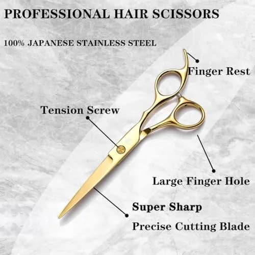 JAVENPROLIU Professional Hair Cutting Shears 6 Inch Gold | Sharp Blades for Salon & Home Use thumbnail 3
