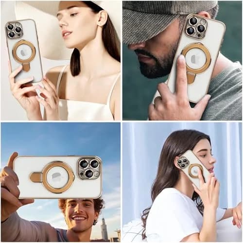 Omio Magnetic Invisible Stand Case for iPhone 16 Pro Max 6.9 inch | Clear Plating with Kickstand & MagSafe Support thumbnail 7