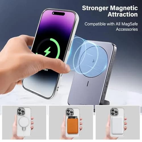 Omio Clear Magnetic Stand Case for iPhone 16 Pro Max 6.9 inch | Compatible with MagSafe, Shockproof TPU with Camera Lens Protector thumbnail 5