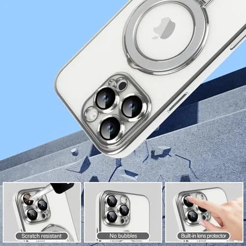 Omio Clear Magnetic Stand Case for iPhone 16 Pro Max 6.9 inch | Compatible with MagSafe, Shockproof TPU with Camera Lens Protector thumbnail 4