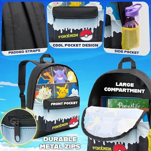 Pokémon Kids Anime Backpack, 40 cm (15.7 x 12.2 x 3.9 inches) | Pikachu & Friends School Bag thumbnail 4