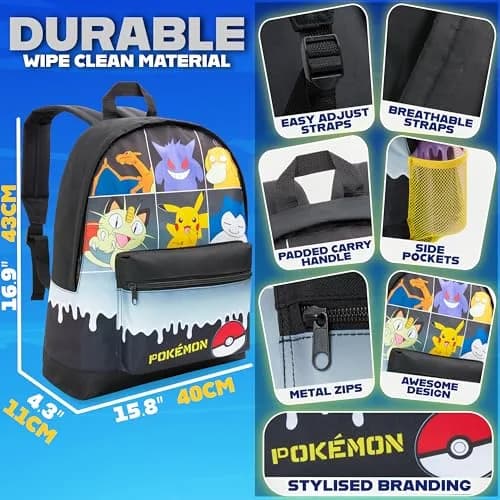 Pokémon Kids Anime Backpack, 40 cm (15.7 x 12.2 x 3.9 inches) | Pikachu & Friends School Bag thumbnail 6