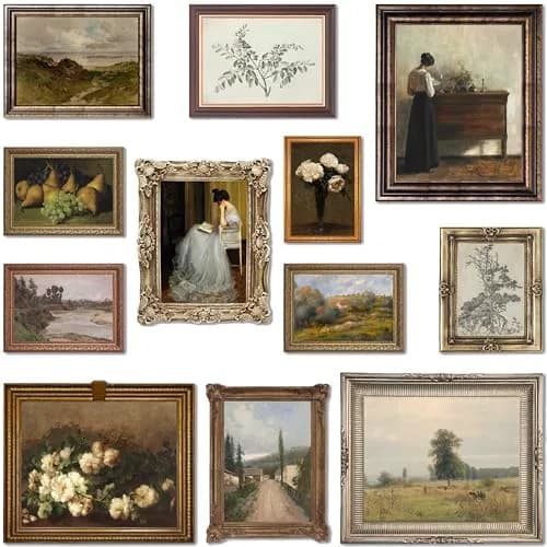 LANCHI95 12 Pcs Unframed Vintage Moody Reading Art - Dark Academia Decor, Vintage Posters for Room, Moody gallery wall art, Eclectic French Country Pictures Wall Decor for Bedroom thumbnail 1