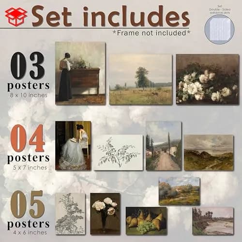 LANCHI95 12 Pcs Unframed Vintage Moody Reading Art - Dark Academia Decor, Vintage Posters for Room, Moody gallery wall art, Eclectic French Country Pictures Wall Decor for Bedroom thumbnail 2