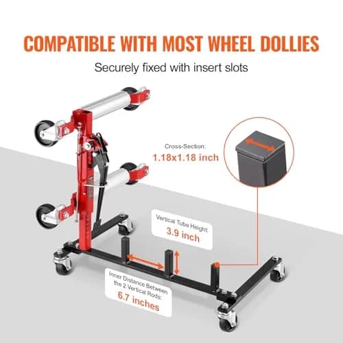 VEVOR Car Dolly Rack, Storage Rack with 360° Rotatable Wheels, Heavy-Duty Steel, 31.3x18.8x8.8 inch | Space-Efficient Garage Organizer thumbnail 5