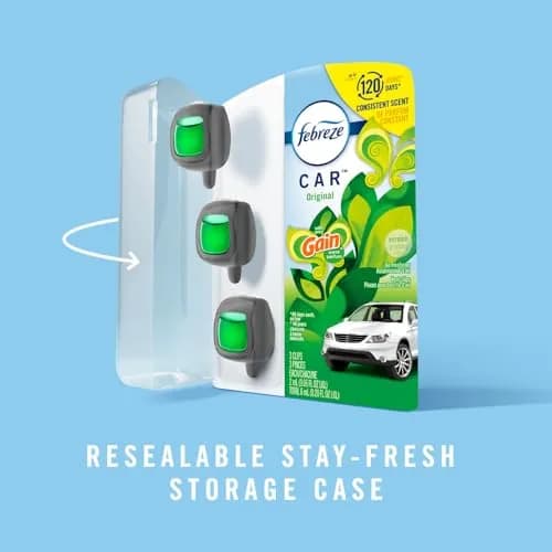 Febreze Car Air Freshener Vent Clips Mixed Gain Scent 3 Count | Odor-Fighting Automotive Fragrance thumbnail 4