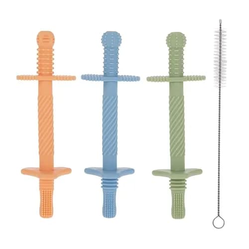 Nuby Silicone Teething Tubes - 3 Pack | Soft, Flexible Baby Teether for 3+ Months thumbnail 1