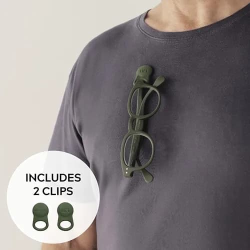 KLIPSTA SPEX Magnetic Glasses Holder Clip 2-Pack (Olive Green) | Attaches to Clothes, Alternative to Eyewear Straps thumbnail 2