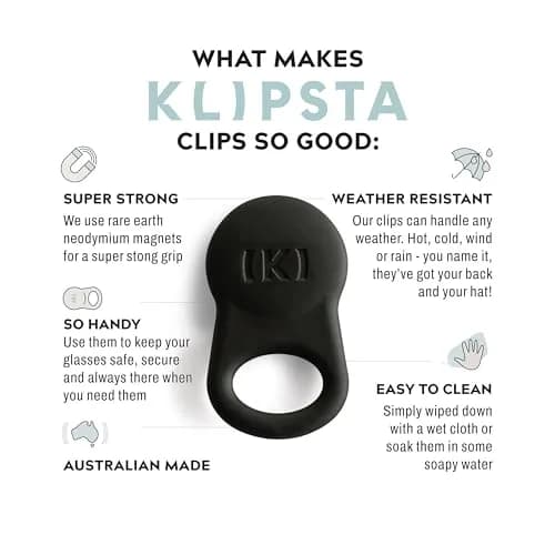 KLIPSTA SPEX Magnetic Glasses Clips (Stone & Black 2-Pack) | Secure Eyewear & ID Holder thumbnail 5
