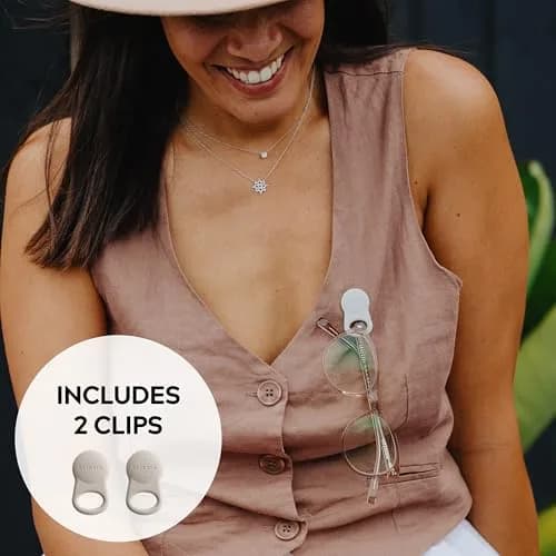 KLIPSTA SPEX Magnetic Glasses Clips (Stone & Black 2-Pack) | Secure Eyewear & ID Holder thumbnail 2