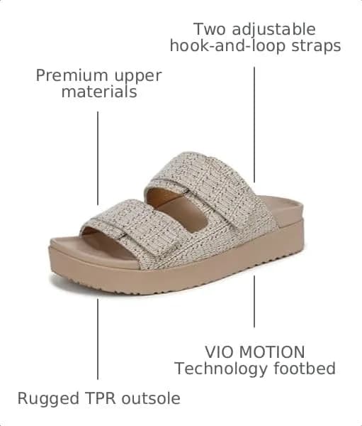 Vionic Women's Riviera Slide Sandals Skipper Blue/Gold 7.5 Wide | Built-in VIO MOTION Technology Arch Support thumbnail 3
