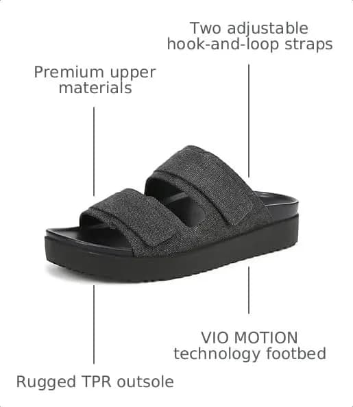 Vionic Riviera Slide Sandals Black 9.5 M | Contoured Arch Support & Cushioning thumbnail 3