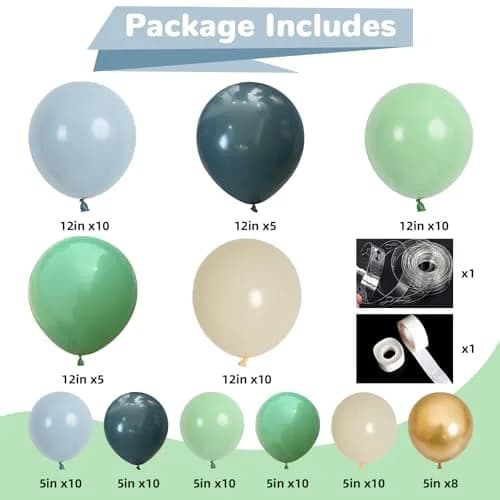 HILAVO Dusty Blue Sage Green Balloon Arch Kit 98 pcs (2.27 kg / 5 lb) | Jungle Safari Birthday Baby Shower Wedding Party Decorations thumbnail 2