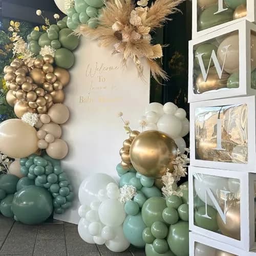 HILAVO Dusty Blue Sage Green Balloon Arch Kit 98 pcs (2.27 kg / 5 lb) | Jungle Safari Birthday Baby Shower Wedding Party Decorations thumbnail 4