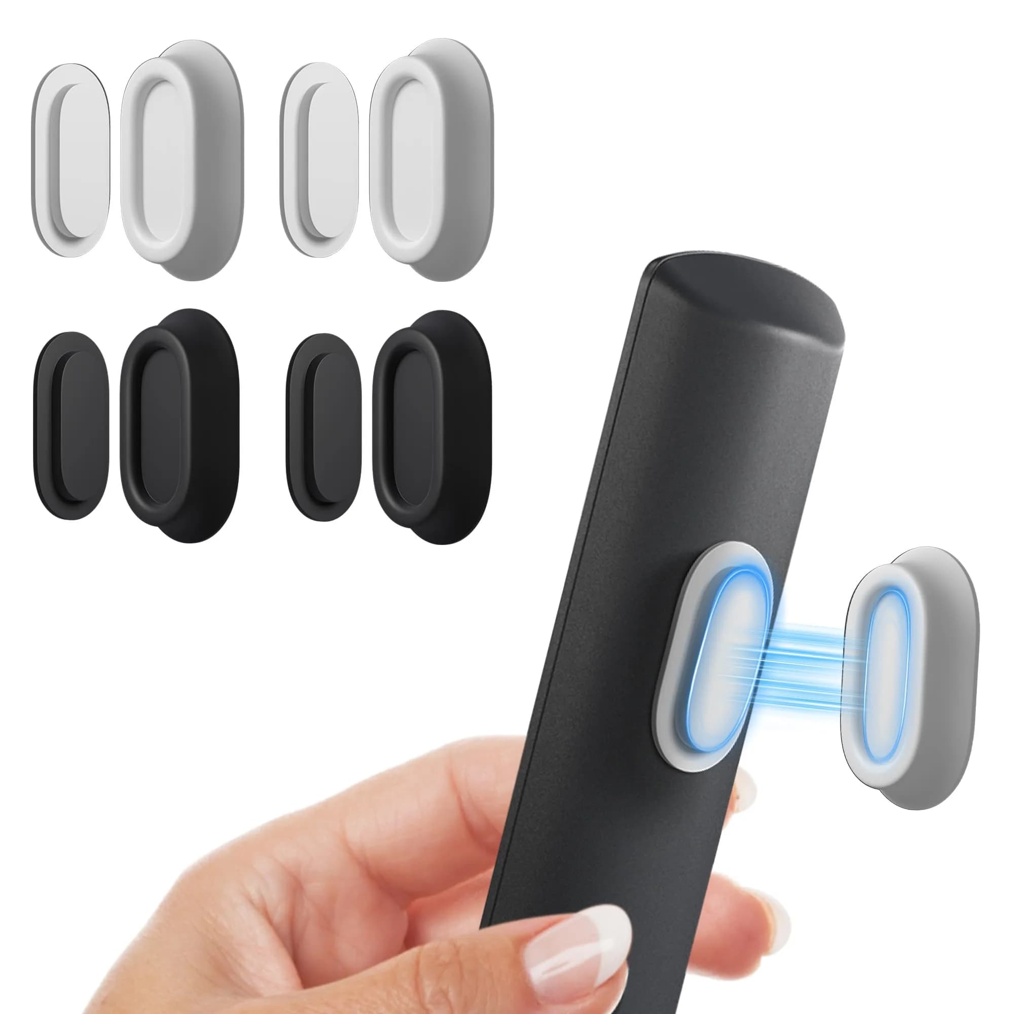 Nearockle Magnetic Remote Control Holder Wall Mount for TV/Fan, 5-Pack Black | Strong N52 Magnet Adsorption — Black & White