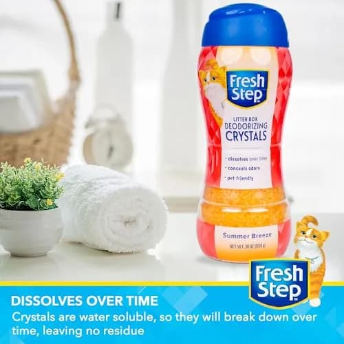 Fresh Step Cat Litter Crystals Deodorizer, Summer Breeze Scent, 850g (30 Ounce) | Non-Toxic Odor Neutralizing Crystals thumbnail 4
