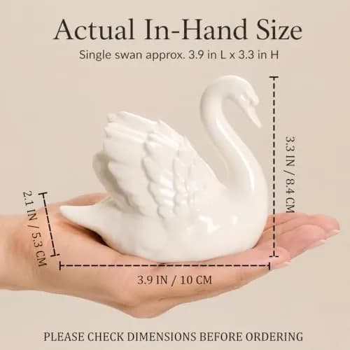 ZKSYLSM Ceramic Swan Figurine - Modern Minimalist Porcelain Statue Art Decor, 3.9"L x 2.1"W x 3.3"H | Elegant Home & Office Accent thumbnail 2