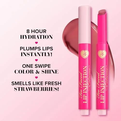 Too Faced Lip Injection Extreme Plumping Clicks 0.05 oz (1.5g) | Hydrating Sheer Pink Lip Plumper Stick thumbnail 3