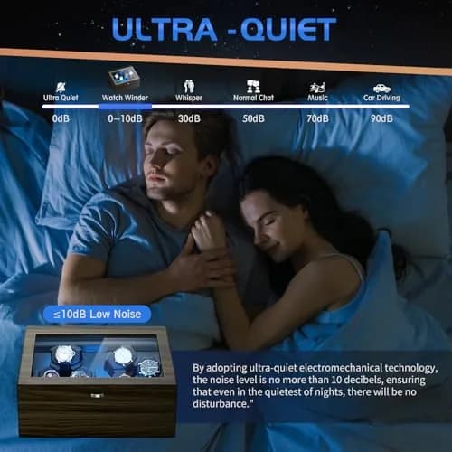 LALAHOO 6 Watch Winders with 6 Storage Spaces | Ultra Quiet Automatic Watch Winder for Automatic Watches with LED Light thumbnail 4