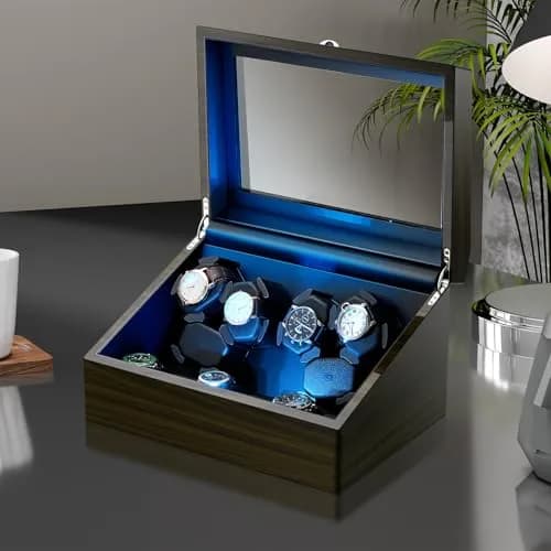 LALAHOO 6 Watch Winders with 6 Storage Spaces | Ultra Quiet Automatic Watch Winder for Automatic Watches with LED Light thumbnail 8