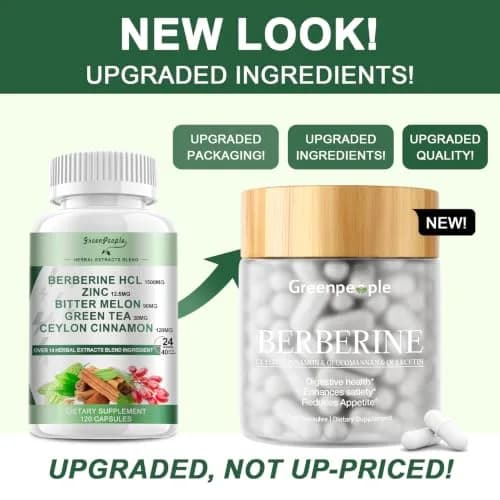 GREENPEOPLE Berberine 1500mg Supplement with Ceylon Cinnamon | Vegan 120 CT for Energy & Immunity thumbnail 6