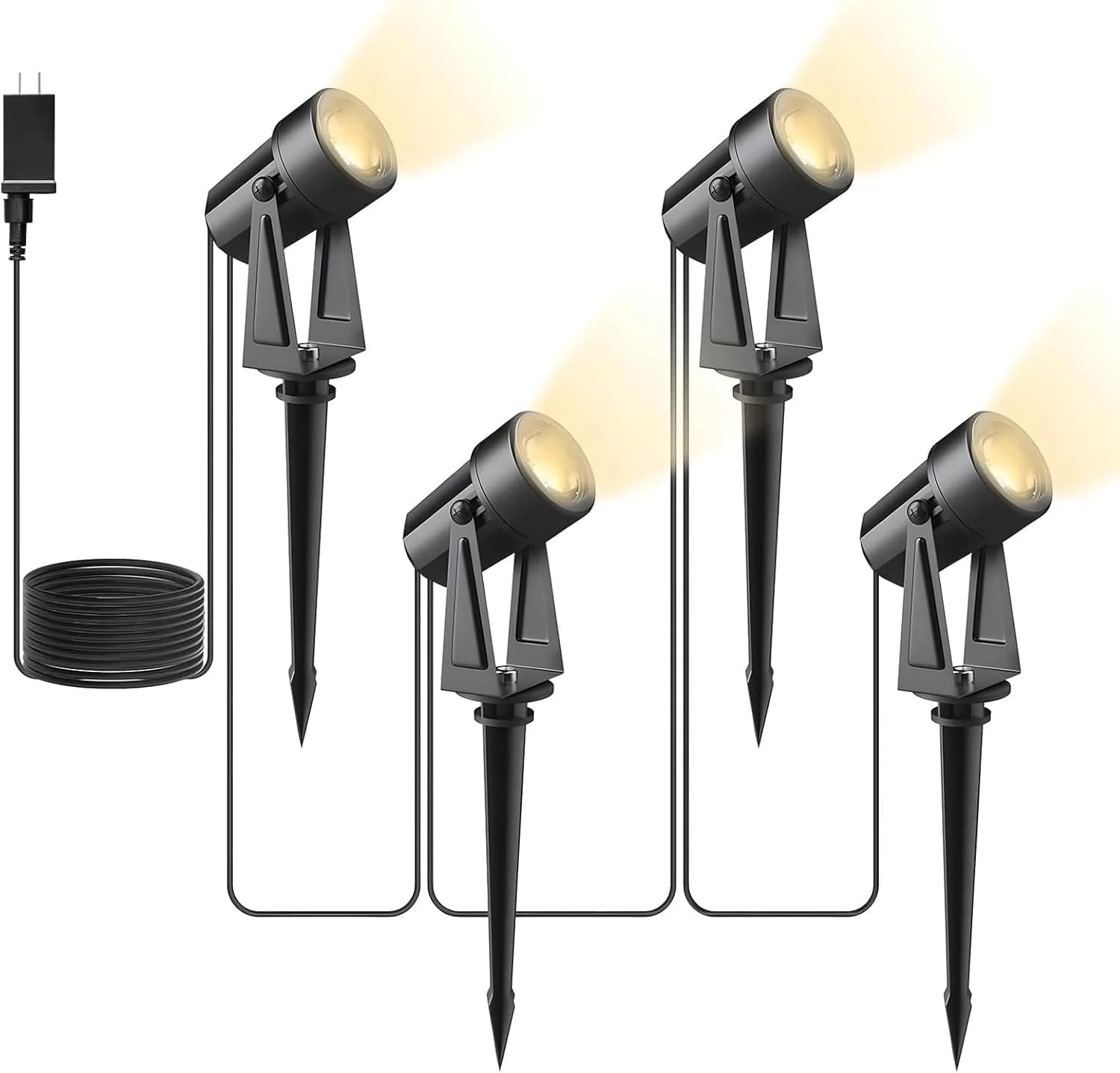 Svater 4 Pack Landscape Lighting Low Voltage IP65 Waterproof 12V Plug in | 250 Lumens Warm White Outdoor Spotlights - main product image