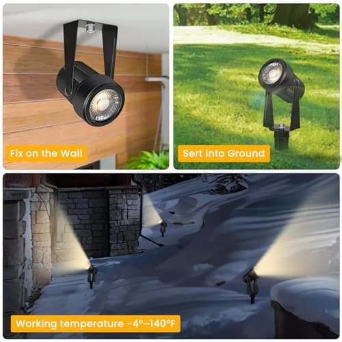 Svater 4 Pack Landscape Lighting Low Voltage IP65 Waterproof 12V Plug in | 250 Lumens Warm White Outdoor Spotlights thumbnail 5