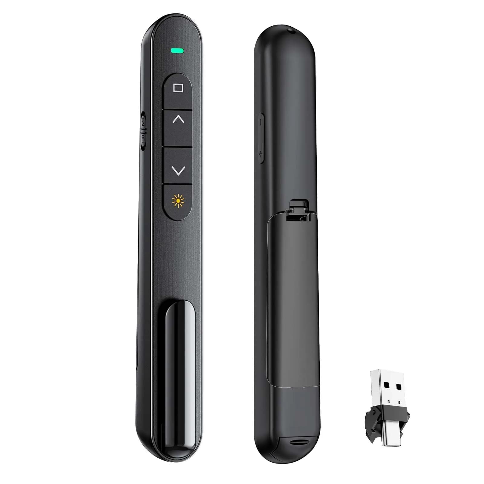 QUI Presentation Clicker with Volume Control, Wireless Presenter Remote | Plug & Play 2.4GHz USB Slide Advancer Compatible with Mac/Windows, Keynote, Google Slides